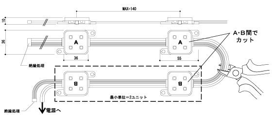 電飾看板に簡単に組み込みできるLED